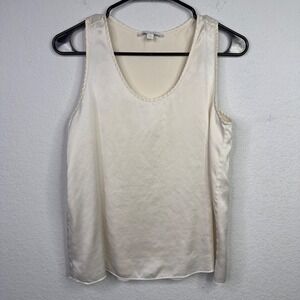 Lunya Tank Top Womens S Tan Washable Silk Overlap Tulip Back Minimalist Romantic